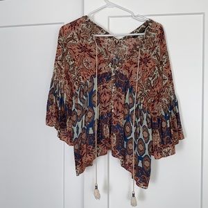 Zara Floral Tie Blouse